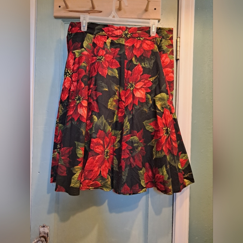 Floral Black and Red Women's Skirt